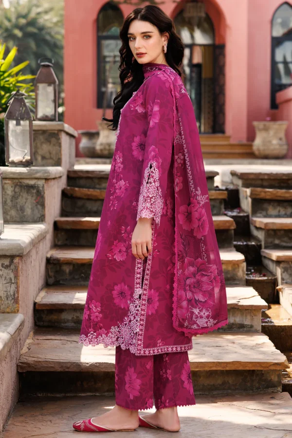 Fuchsia Flare D-07 Embroidered Lawn by Farasha - Image 8