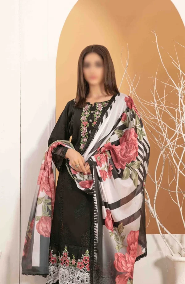 OLENA Fancy Heavy Embroidered Lawn Collection 2024 D-3085 by Tawakkal - Image 2