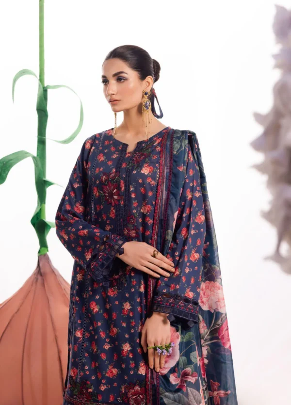 Iznik Dahlia Embroidered Luxury Lawn Unstitched 3Pc Suit DL-07 MEADOW - Image 4