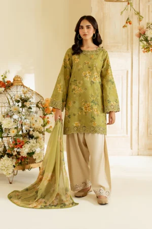 UE-446 Borer Embroidered Printed Lawn Unstitched 3-Piece Suit - Exclusive Lawn '25 by Iznik Fashions