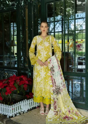 EPE-08B SAFFRON - Digital Printed Lawn Unstitched 3-Piece Suit by Elaf