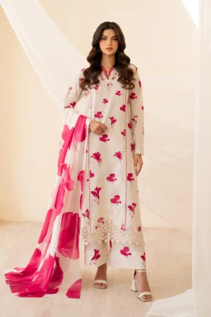 UE-443 Borer Embroidered Printed Lawn Unstitched 3-Piece Suit - Exclusive Lawn '25 by Iznik Fashions