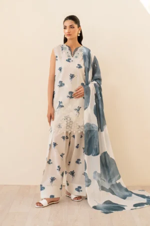 UE-442 Borer Embroidered Printed Lawn Unstitched 3-Piece Suit - Exclusive Lawn '25 by Iznik Fashions