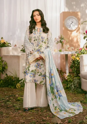 EPS-6A IVORY PETALS - DIGITAL PRINTED LAWN Unstitched 3-Piece Suit by Elaf