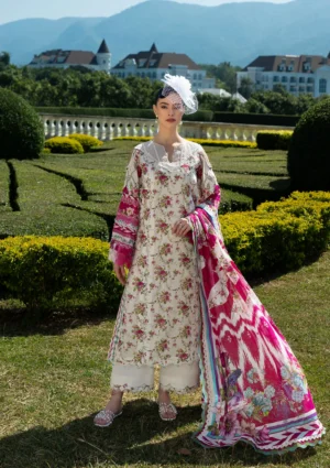 EPE-05A QUEEN GARNET - Digital Printed Lawn Unstitched 3-Piece Suit by Elaf