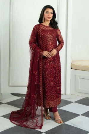 ZRI-08 EYMEN - Sequins Embroidered Net  Unstitched 3-Piece Suit by Zarif