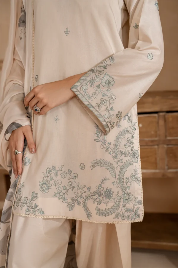 UE-485 Embroidered Lawn Unstitched 3-Piece Suit - Sole Mode '25 by Iznik Fashions - Image 4