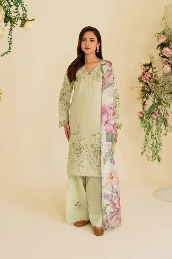 UE-423 Embroidered Textured Lawn Ustitched 3-Piece Suit - Sole Mode '25 by Iznik Fashions - Image 7