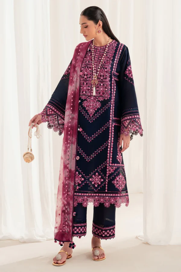 EMBROIDERED LAWN IL'25-D01 Unstitched 3-Piece Suit - Iris Luxury Lawn by Jazmin