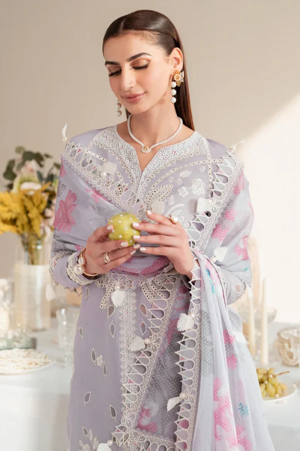 EMBROIDERED DOBBY LAWN IL'25-D06 Unstitched 3-Piece Suit - Iris Luxury Lawn by Jazmin - Image 2