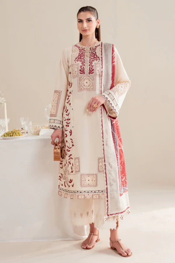 EMBROIDERED LAWN IL'25-D02 Unstitched 3-Piece Suit - Iris Luxury Lawn by Jazmin