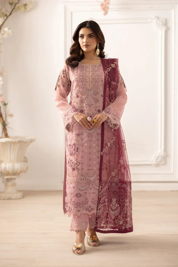 P-201 Embroidered Organza Unstitched 3-Piece Suit - Dastoor '25 by Ramsha