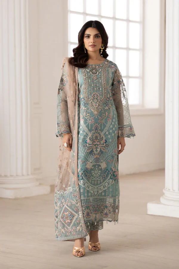 P-203 Embroidered Organza Unstitched 3-Piece Suit - Dastoor '25 by Ramsha