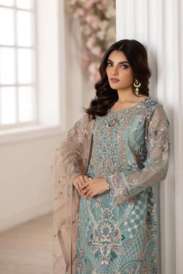 P-203 Embroidered Organza Unstitched 3-Piece Suit - Dastoor '25 by Ramsha - Image 4