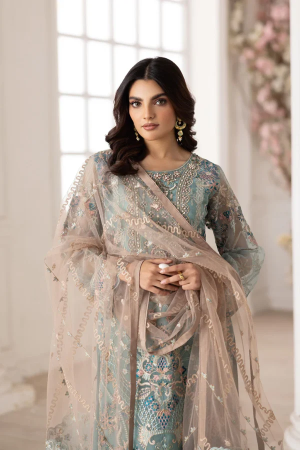 P-203 Embroidered Organza Unstitched 3-Piece Suit - Dastoor '25 by Ramsha - Image 5