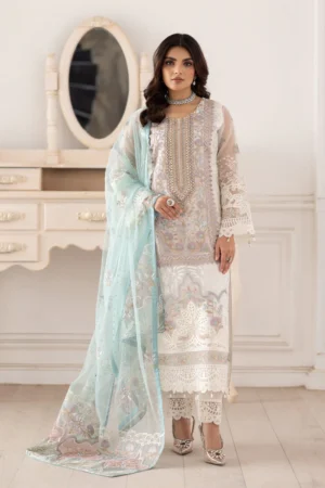 P-207 Embroidered Organza Unstitched 3-Piece Suit - Dastoor '25 by Ramsha