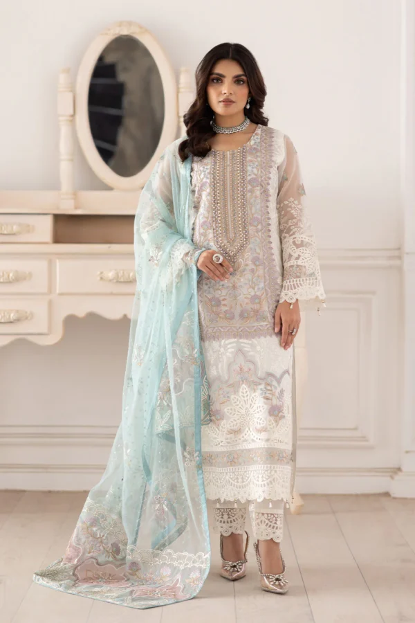 P-207 Embroidered Organza Unstitched 3-Piece Suit - Dastoor '25 by Ramsha