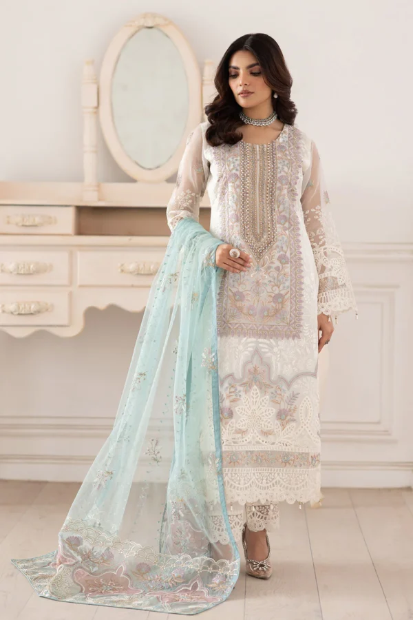 P-207 Embroidered Organza Unstitched 3-Piece Suit - Dastoor '25 by Ramsha - Image 3