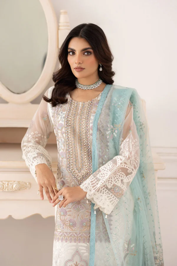 P-207 Embroidered Organza Unstitched 3-Piece Suit - Dastoor '25 by Ramsha - Image 5