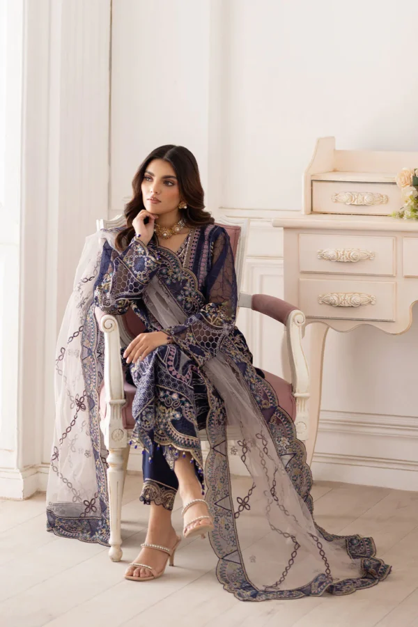 P-202 Embroidered Organza Unstitched 3-Piece Suit - Dastoor '25 by Ramsha - Image 3