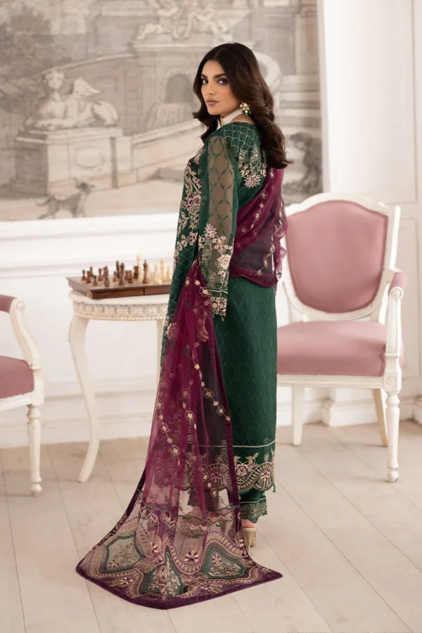P-208 Embroidered Organza Unstitched 3-Piece Suit - Dastoor '25 by Ramsha - Image 2