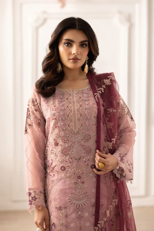 P-201 Embroidered Organza Unstitched 3-Piece Suit - Dastoor '25 by Ramsha - Image 3