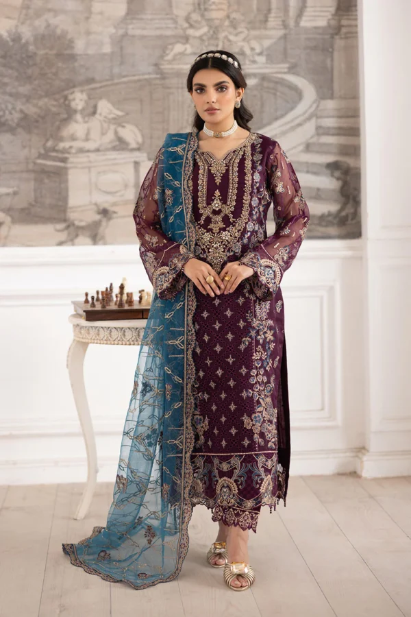 P-210 Embroidered Organza Unstitched 3-Piece Suit - Dastoor '25 by Ramsha
