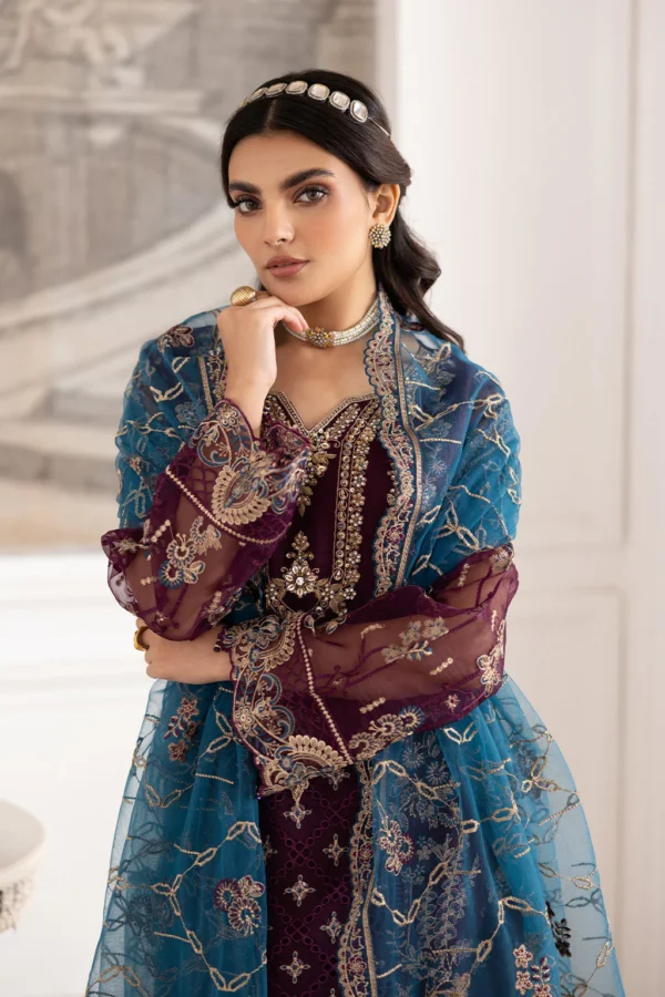 P-210 Embroidered Organza Unstitched 3-Piece Suit - Dastoor '25 by Ramsha - Image 5