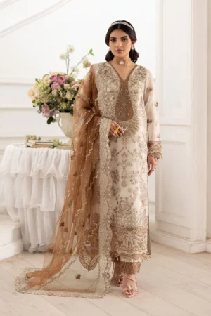 P-209 Embroidered Organza Unstitched 3-Piece Suit - Dastoor '25 by Ramsha