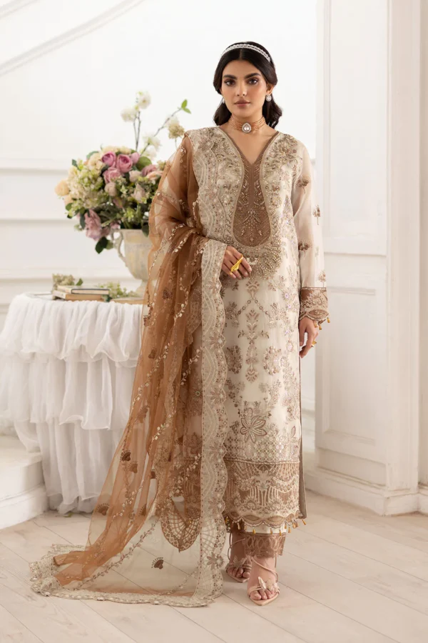 P-209 Embroidered Organza Unstitched 3-Piece Suit - Dastoor '25 by Ramsha