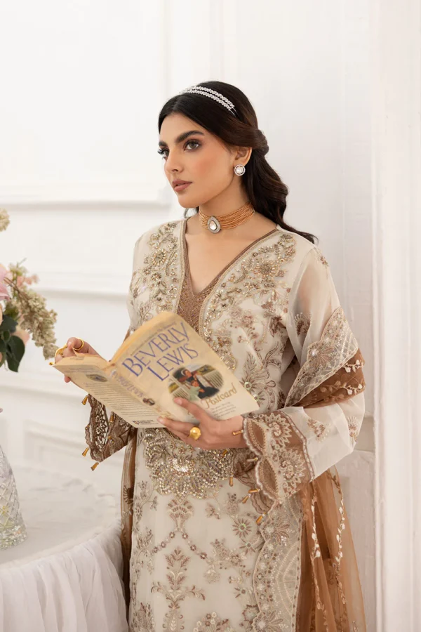 P-209 Embroidered Organza Unstitched 3-Piece Suit - Dastoor '25 by Ramsha - Image 3