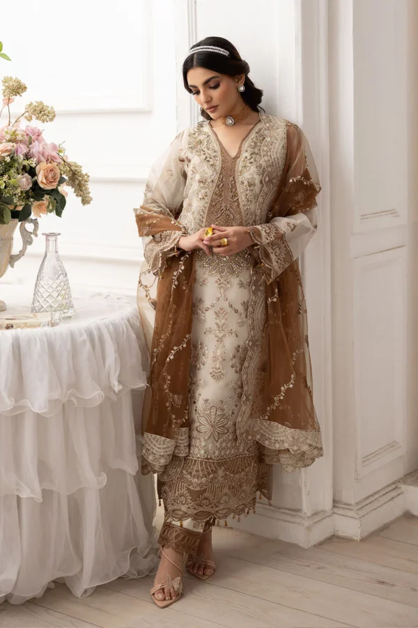 P-209 Embroidered Organza Unstitched 3-Piece Suit - Dastoor '25 by Ramsha - Image 4
