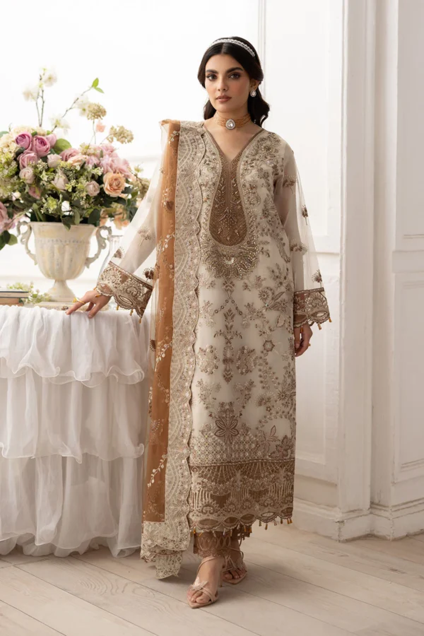 P-209 Embroidered Organza Unstitched 3-Piece Suit - Dastoor '25 by Ramsha - Image 5