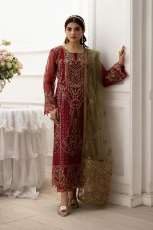 P-204 Embroidered Organza Unstitched 3-Piece Suit - Dastoor '25 by Ramsha