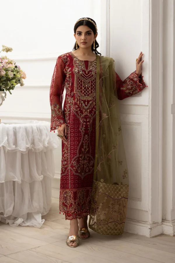 P-204 Embroidered Organza Unstitched 3-Piece Suit - Dastoor '25 by Ramsha