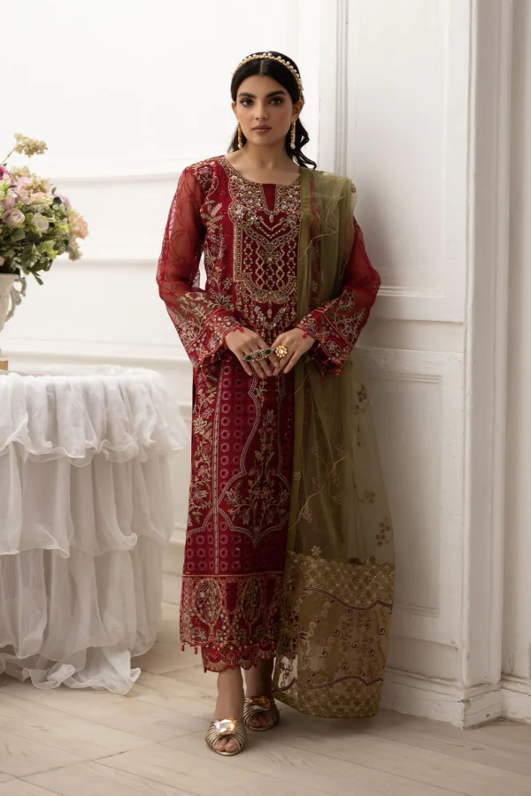 P-204 Embroidered Organza Unstitched 3-Piece Suit - Dastoor '25 by Ramsha - Image 3