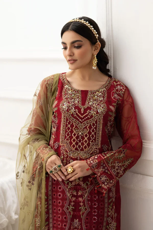 P-204 Embroidered Organza Unstitched 3-Piece Suit - Dastoor '25 by Ramsha - Image 5