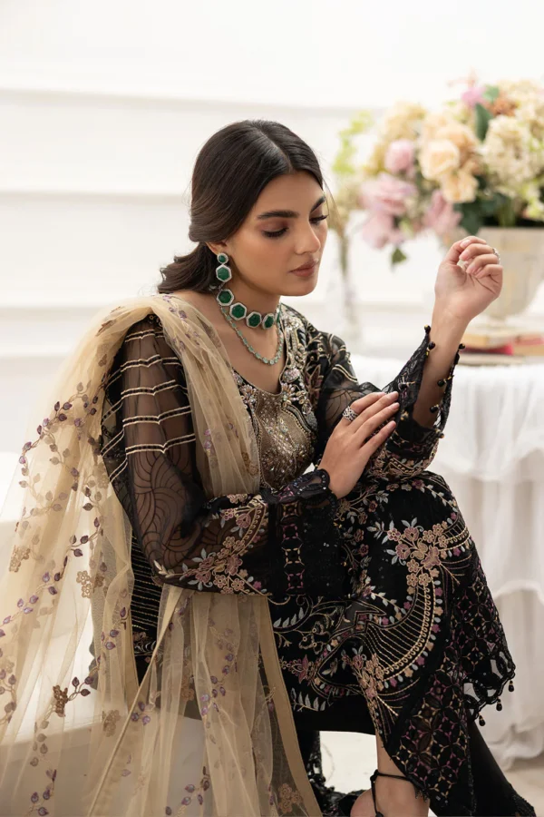 P-206 Embroidered Organza Unstitched 3-Piece Suit - Dastoor '25 by Ramsha - Image 4
