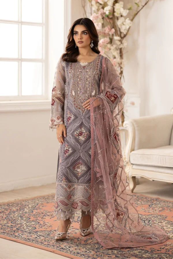 P-205 Embroidered Organza Unstitched 3-Piece Suit - Dastoor '25 by Ramsha