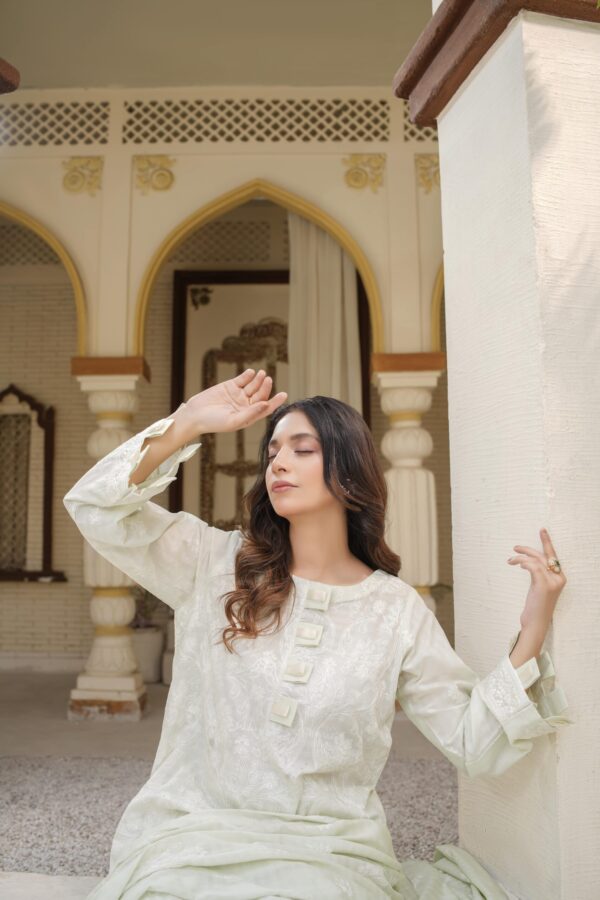 Manizay Dilkash Mumtaz Premium Embroidered Bana Dora Lawn With Embroidered Voile Lawn Dupatta M-08 - Image 5