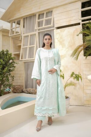 Manizay Dilkash Mumtaz Premium Embroidered Bana Dora Lawn With Embroidered Voile Lawn Dupatta M-03