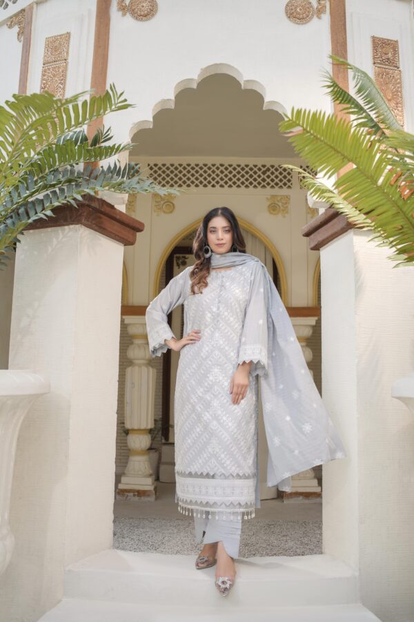 Manizay Dilkash Mumtaz Premium Embroidered Bana Dora Lawn With Embroidered Voile Lawn Dupatta M-06